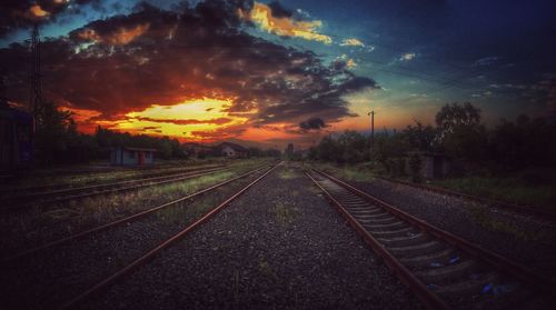 Railroad track at sunset