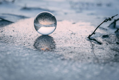 Close-up of wet glass