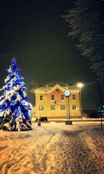 View of illuminated building