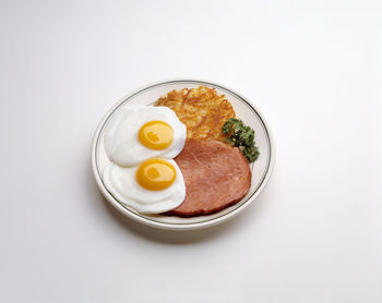 High angle view of breakfast served in plate