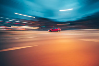 Light trails on road in tunnel