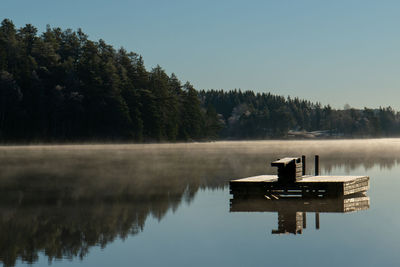 Scenic view of lake against clear sky