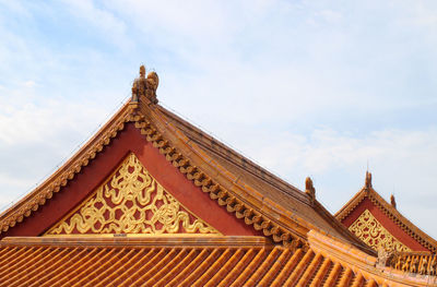 Low angle view of temple against sky