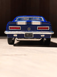 Toy car on table