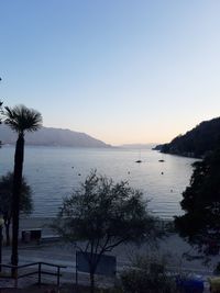 Scenic view of sea against clear sky