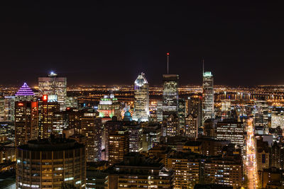 City lit up at night