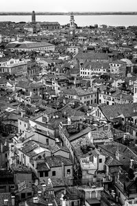 High angle view of townscape against sky