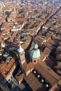 High angle view of buildings in city