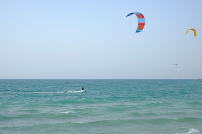 Scenic view of sea against clear sky