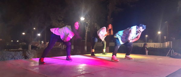 Group of people against illuminated stage at night
