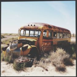 Abandoned boat in sea