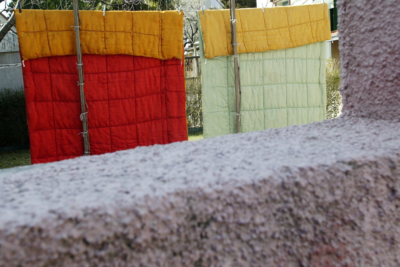 Quilts on washing line