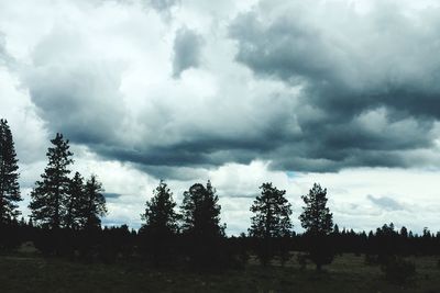 Scenic view of field against cloudy sky