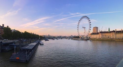 View of ferris wheel in city