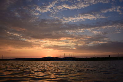 Scenic view of sea against sky during sunset