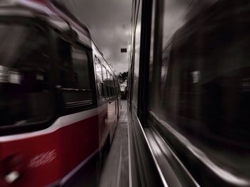 Train moving on railroad track