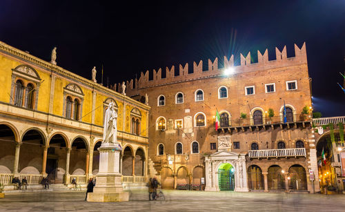 View of historical building at night