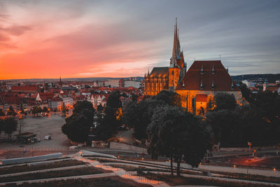 View of the cathedral of erfurt, germany. blick auf den erfurter dom, deutschland.