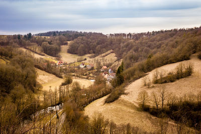 High angle view of landscape against sky