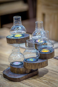 Close-up of decoration on wooden table