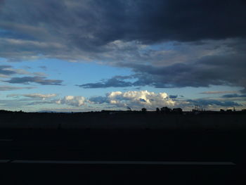 Silhouette landscape against sky