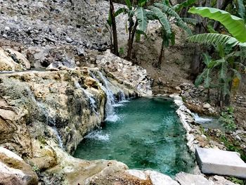 High angle view of waterfall