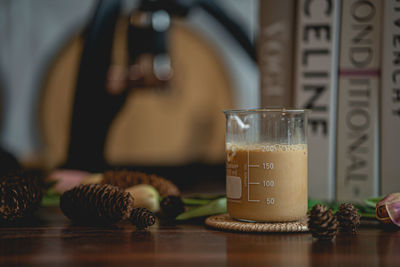 Close-up of coffee on table