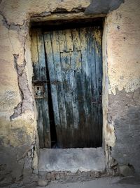 Closed door of house