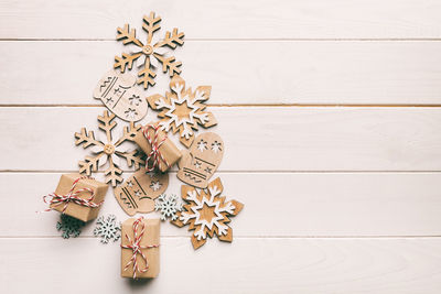 Christmas decorations on table