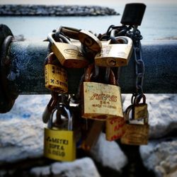Close up of padlocks