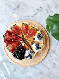 High angle view of fruits on table