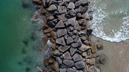 High angle view of sea shore