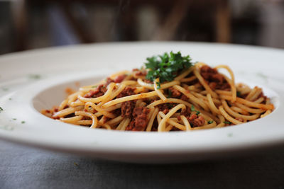 Close-up of meal served in plate