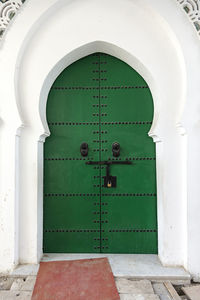 Closed door of old building