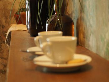 Coffee cup on table