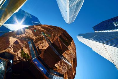 Low angle view of buildings against clear sky