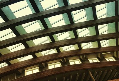 Low angle view of skylight in building