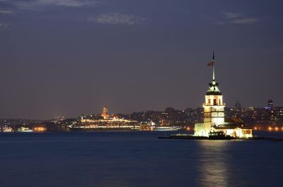 View of illuminated buildings at night