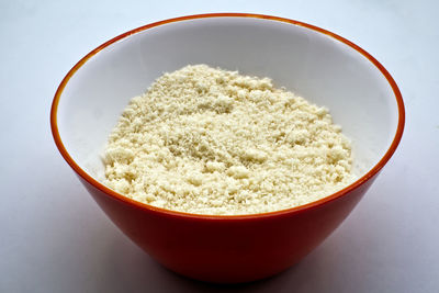 High angle view of breakfast served on table