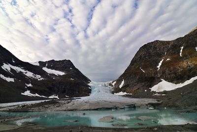 Scenic view of frozen lake against sky