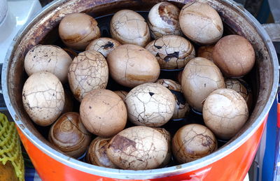 Close-up of eggs in container