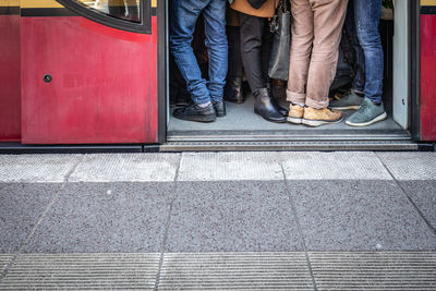 Low section of people in train