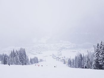 Scenic view of landscape against sky during winter