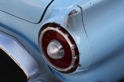 High angle view of blue vintage car headlight