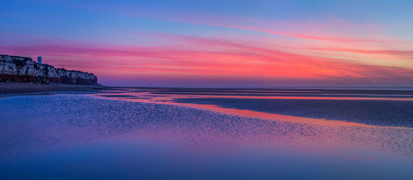 Scenic view of sea at sunset