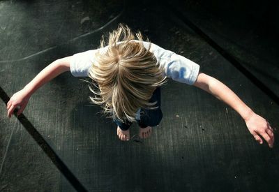 Directly above shot of girl jumping