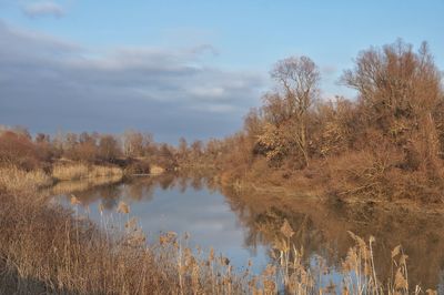 Scenic view of lake against sky