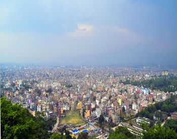 High angle view of townscape against sky