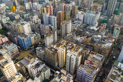 Aerial view of modern buildings in city