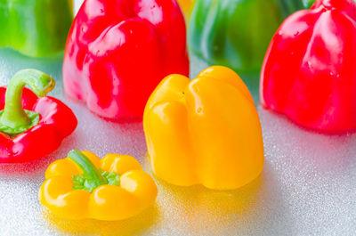 Close-up of multi colored bell peppers